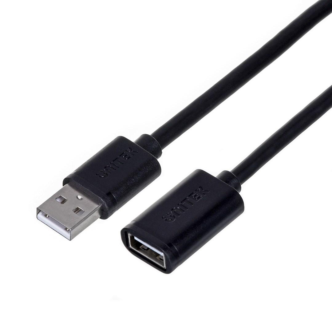 USB forlænger kabel - UNITEK USB-A han til USB-A hun, USB 2.0, 5 m, sort billede