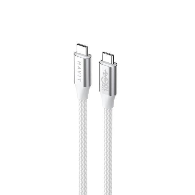 USB-C kabel Havit CB6290, 1 m – hvid/grå, 100 W PD