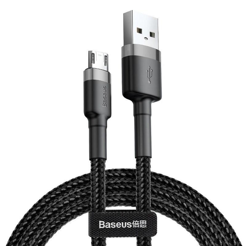 USB-kabel Micro USB 1 m - Baseus Cafule 2,4 A (grå/sort) billede