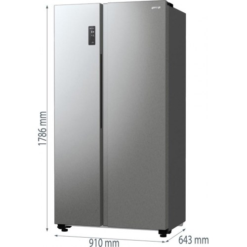 Fritstående side-by-side køleskab Gorenje NRR9185EAXL, 550 l, E, sølv