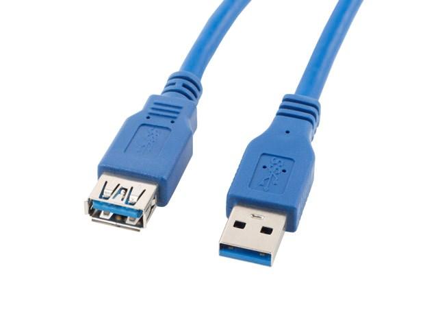 USB 3.0 forlænger-kabel 1,8 m – Lanberg USB A han til USB A hun – blå billede