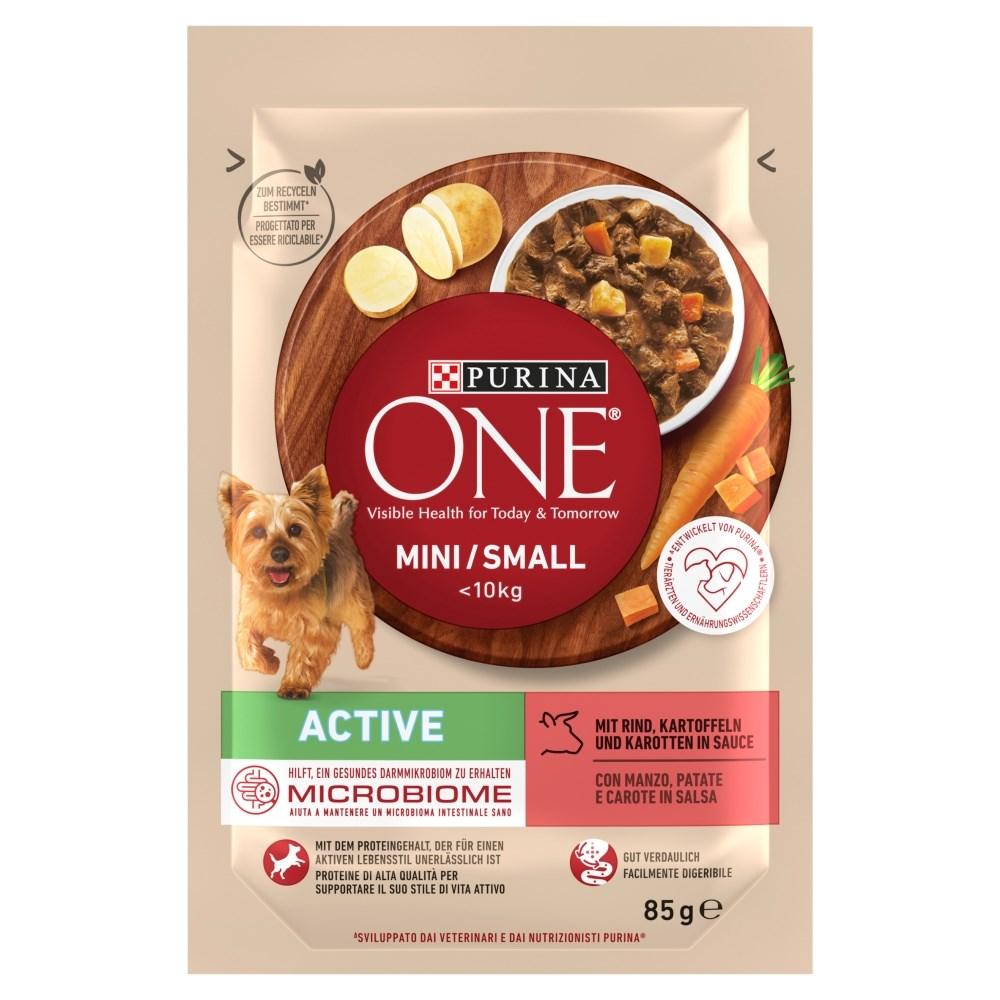 Hundefoder vådfoder til små hunde Purina One Mini/Small Active oksekød 85 g