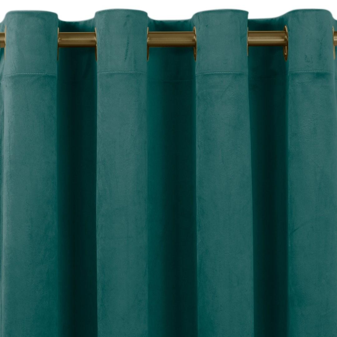 Mørklægningsgardin 200x225 cm - HOMEDE VILA, havgrøn, fløjl, guldmetal-øskner