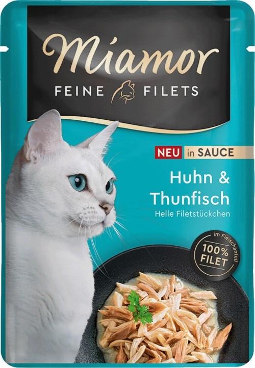 Vådfoder til kat - Miamor Feine Filets kylling & tun i sauce, 100 g
