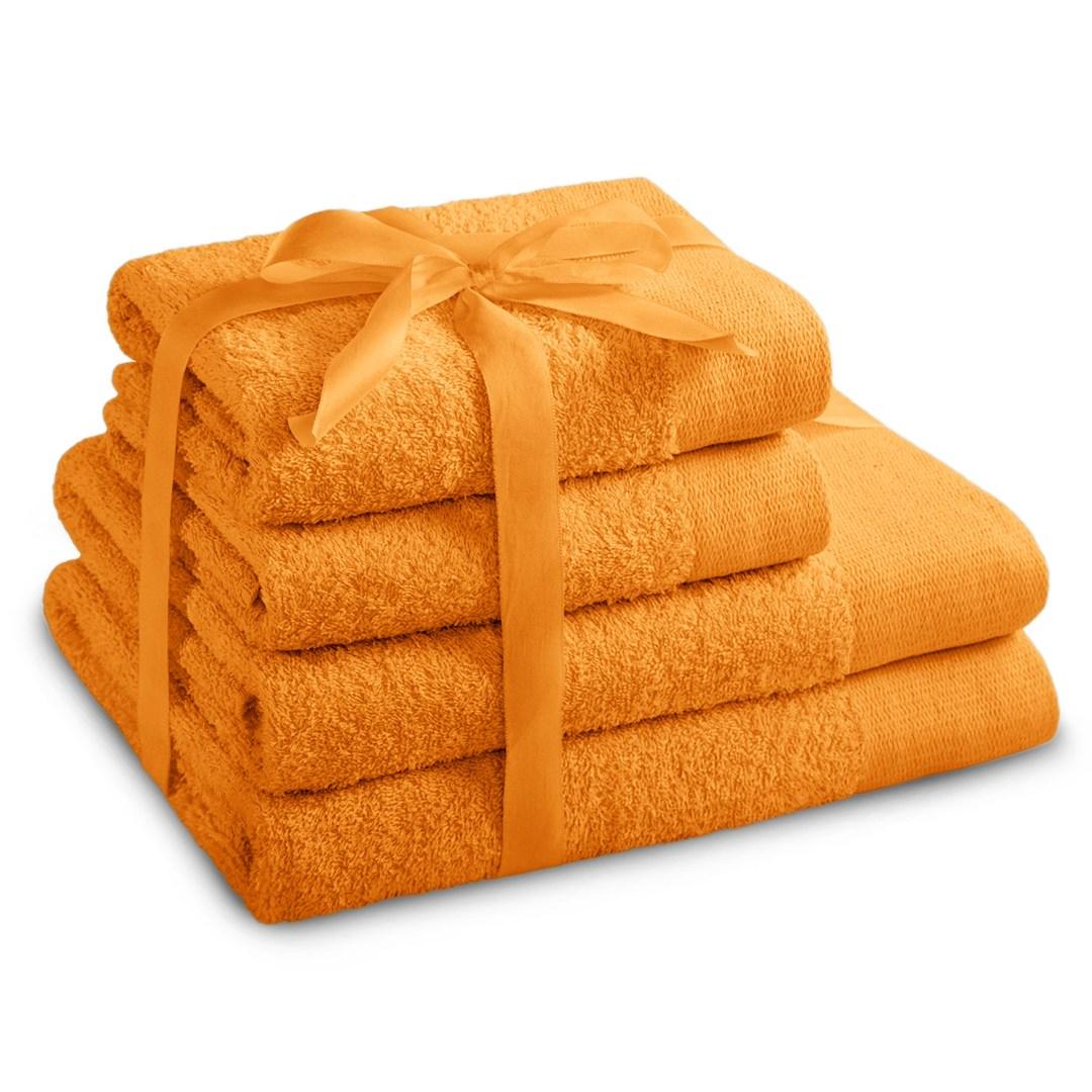 Håndklædesæt 4 dele - AmeliaHome Amari, orange, 2×70×140 cm + 2×50×100 cm, 100 % bomuld