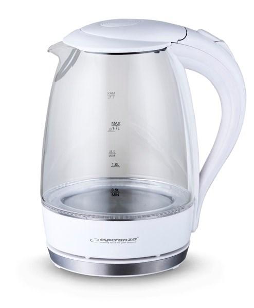 Elkedel 1,7 l – Esperanza EKK011W, hvid med LED, 2.200 W billede
