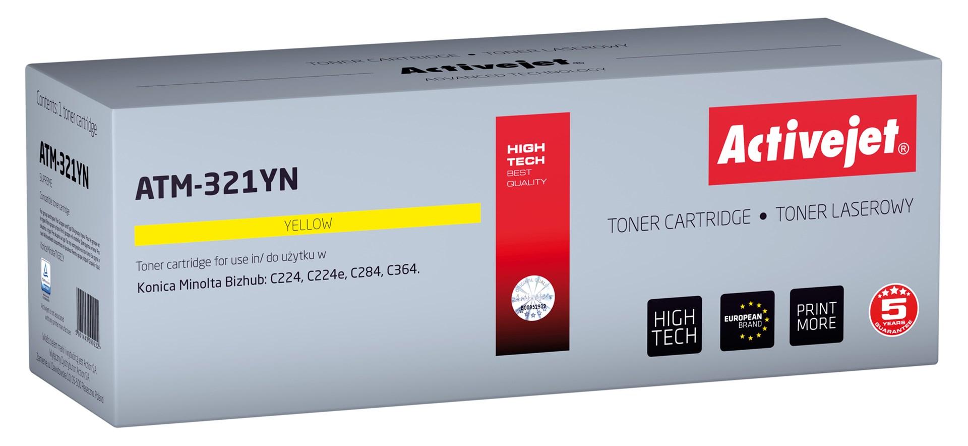 Toner til laserprinter Activejet ATM-321YN – gul, erstatter Konica Minolta TN321Y, 25.000 sider billede