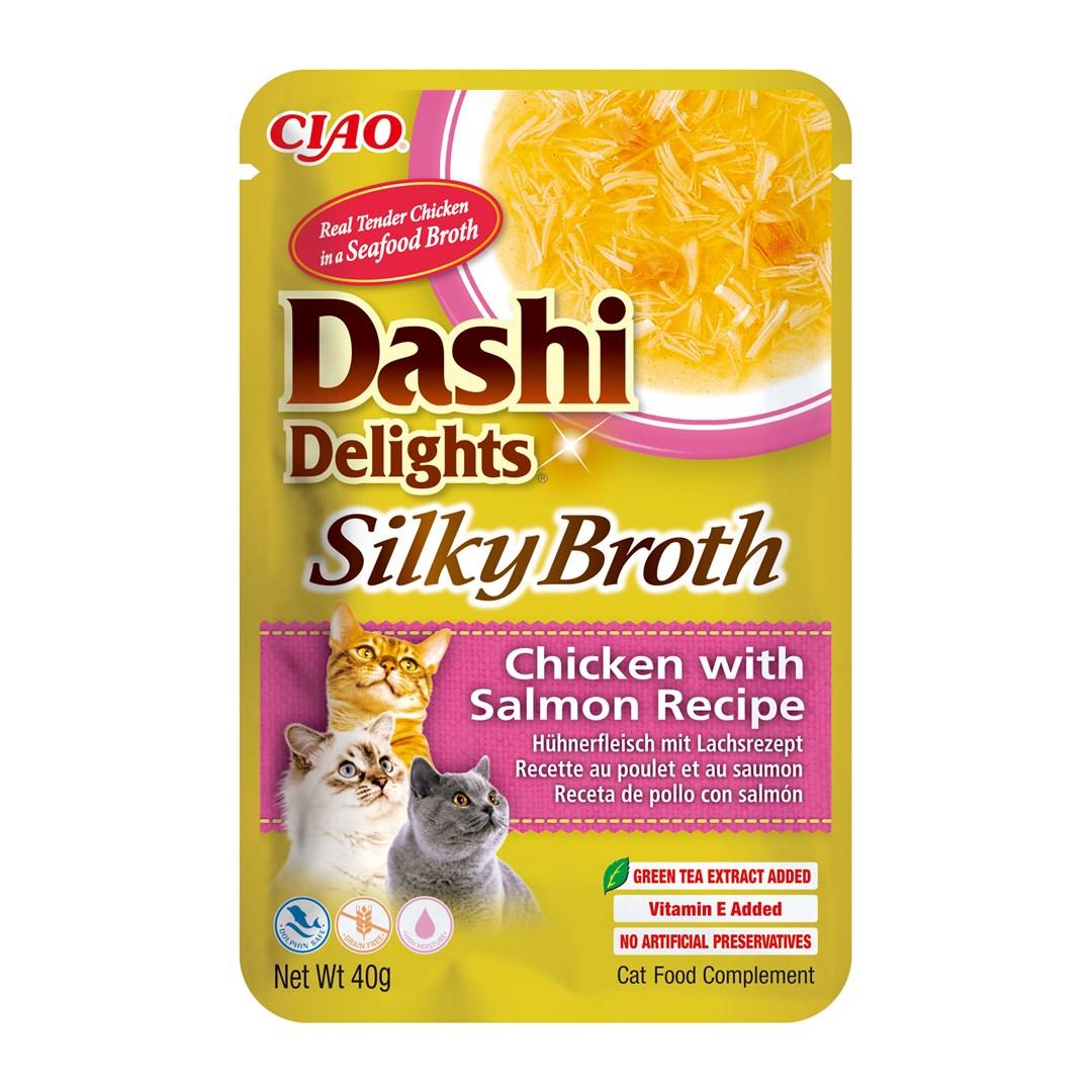 Kattesnack INABA Dashi Delights Silky Broth – kylling med laks, 40 g