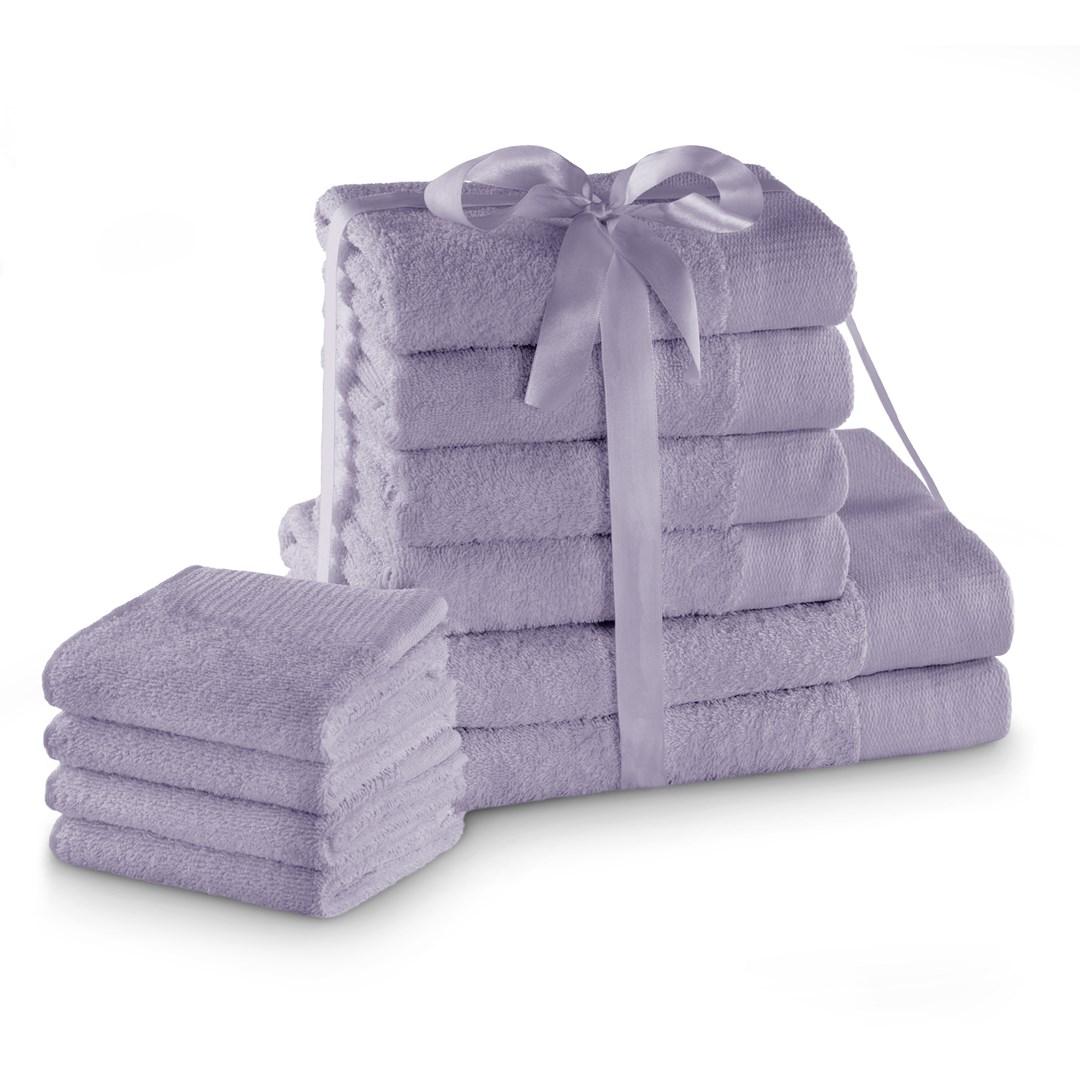 Håndklædesæt AmeliaHome Amari - lilla, klassisk - 2×70×140 + 4×50×100 + 4×30×50, 100 % bomuld