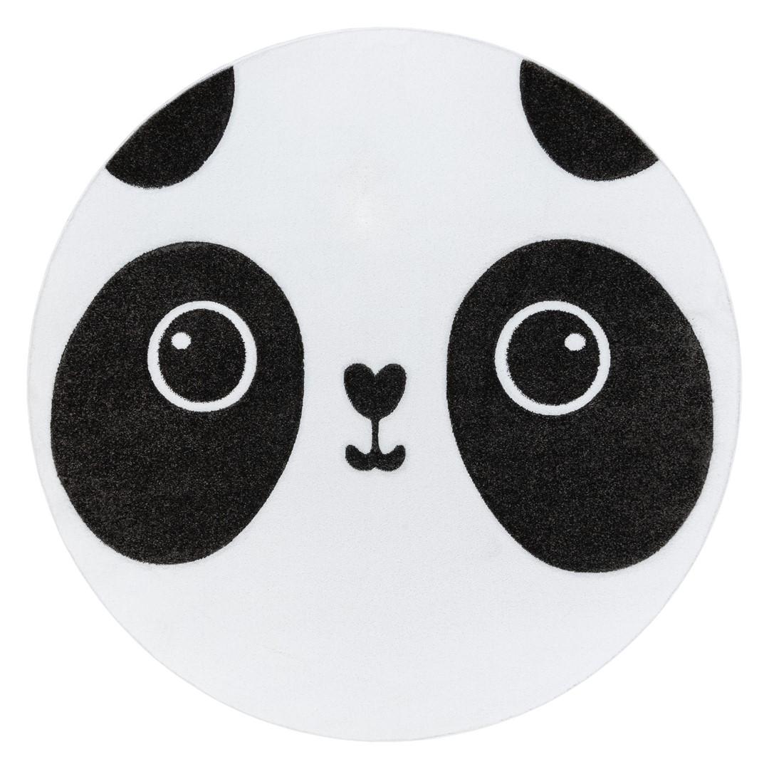 Rundt gulvtæppe Hakano Tinies Panda - hvid/sort Ø140 cm