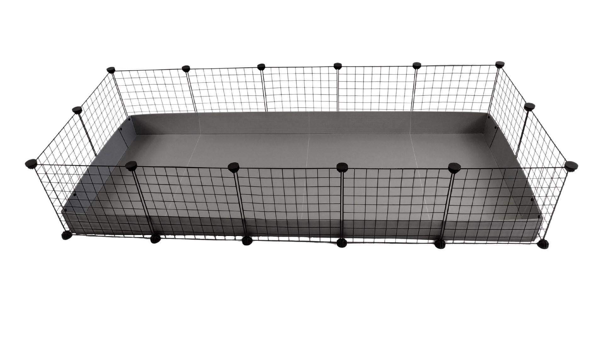 C&C 5x2 modulært bur gris kanin pindsvin sølv 180 x 75 x 37 cm