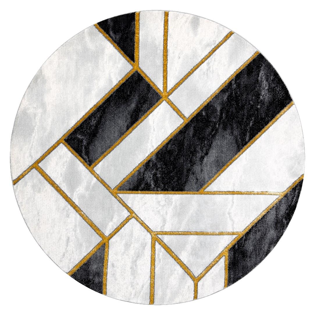 Rundt gulvtæppe Hakano Estema Marble 3 - sort/grå 120 cm