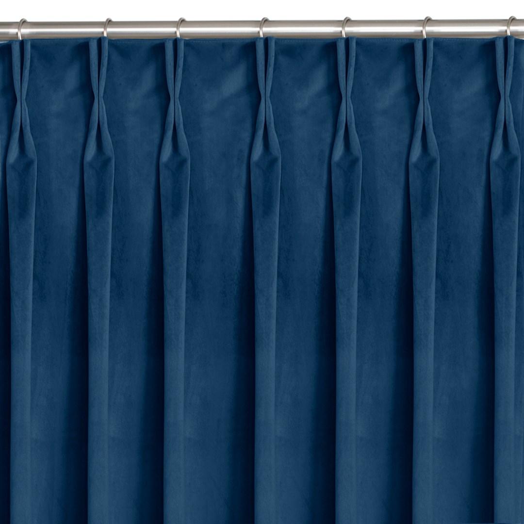 Mørklægningsgardin fløjl 530×225 cm indigo, klassisk flex 9,5 cm, HOMEDE VILA