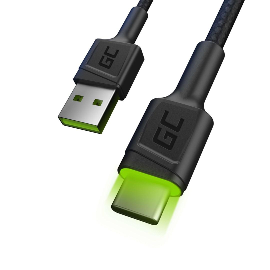 USB-C kabel 1,2 m – Green Cell – USB-A til USB-C, sort