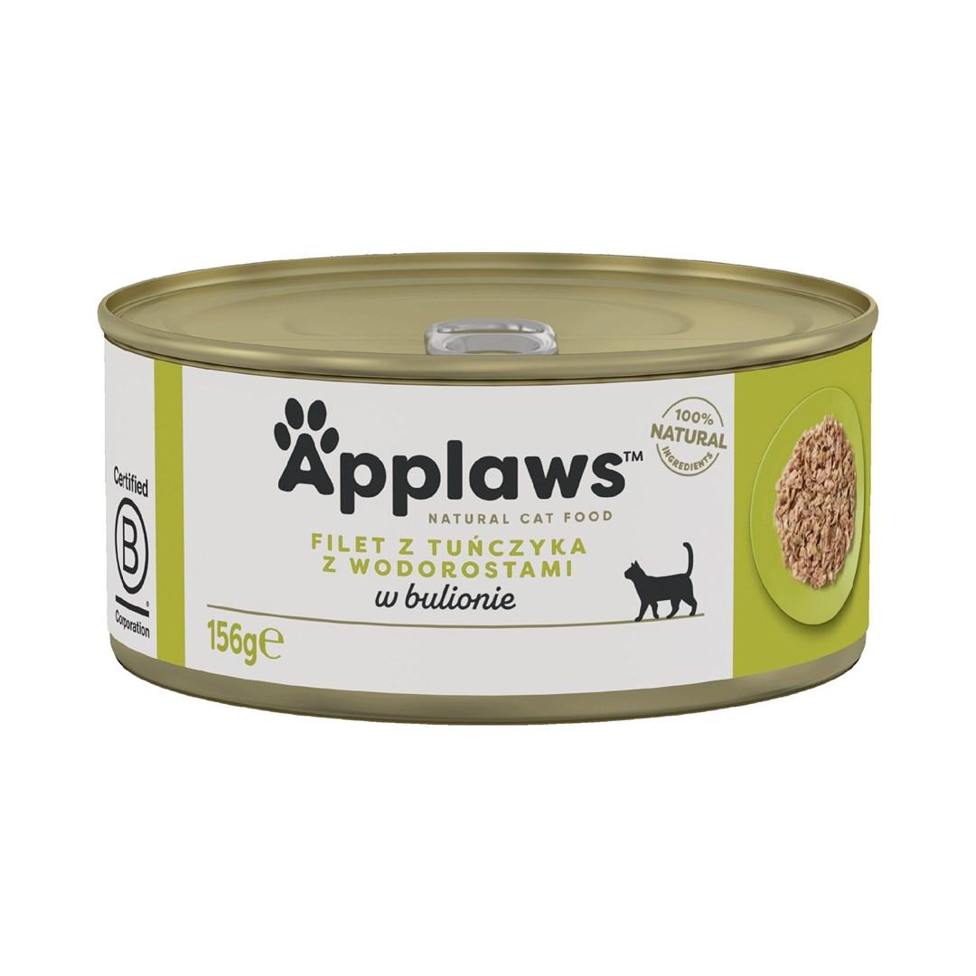 Vådfoder til kat – Applaws tunfilet med tang i bouillon, 156 g
