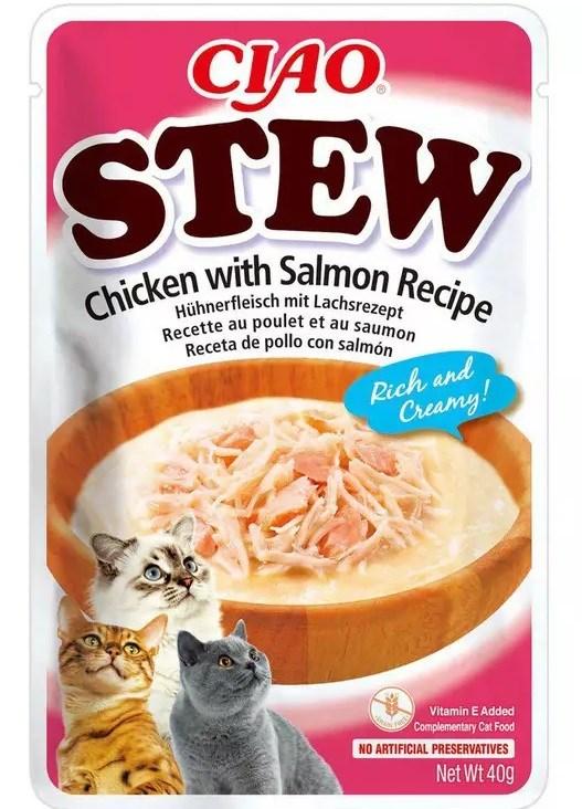 Kattegodbid INABA Ciao Stew kylling & laks - 40 g