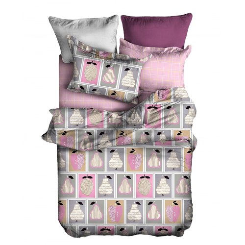 Sengetøj sæt 155x220 cm pudderlyserød - DecoKing BASIC, geometrisk motiv