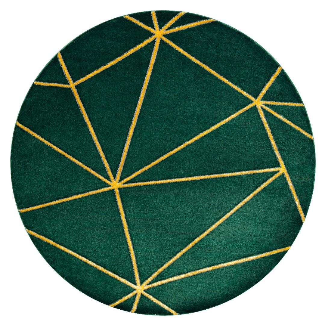 Rundt gulvtæppe Hakano Estema Geometric - flaskegrøn 160 cm