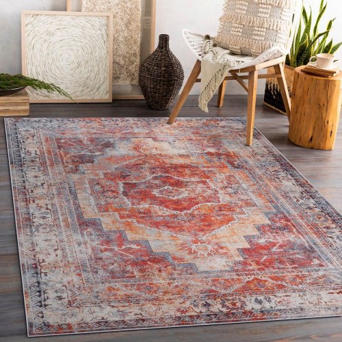 Gulvtæppe Hakano Arlen Frame3 - rød vintage, 120×170 cm