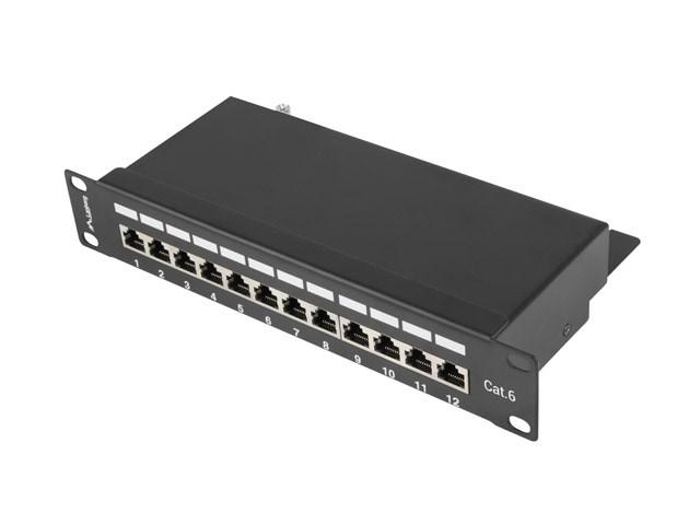 Patchpanel Cat.6 - Lanberg 12-ports, metal, sort billede