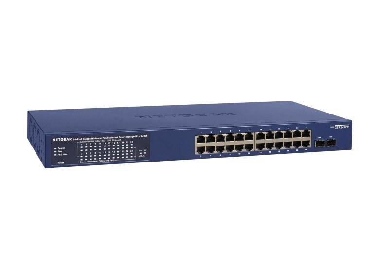 Gigabit switch NETGEAR GS724TP – 24 porte PoE, Managed L2/L3/L4, blå