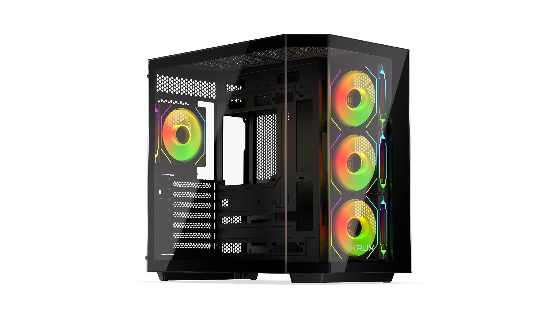 PC kabinet KRUX Empero – tower, sort, RGB og støvfilter