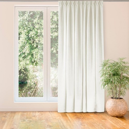 Mørklægningsgardin HOMEDE MILANA - creme, chenille, 420×270 cm, klassisk med Flex 9,5 cm