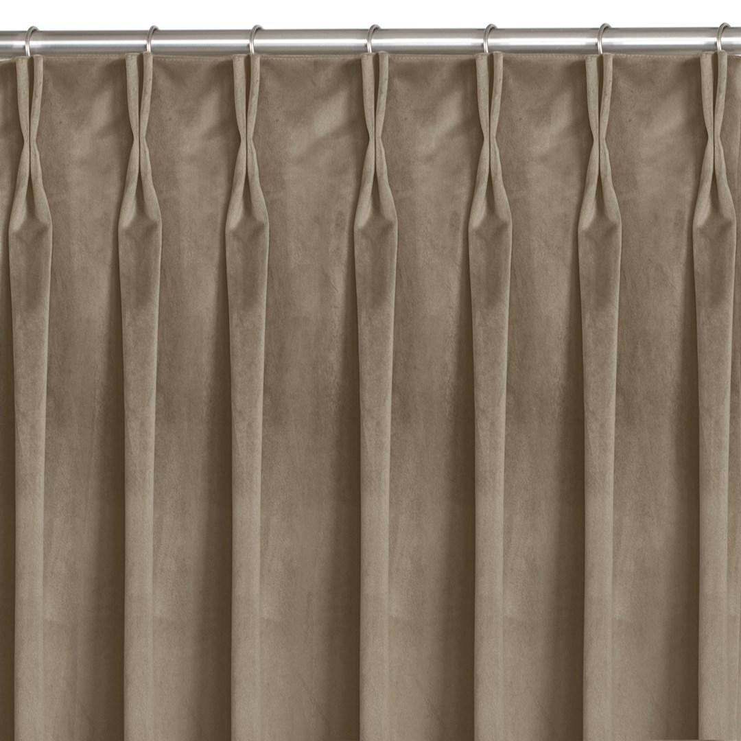 Mørklægningsgardin HOMEDE VILA beige fløjl, 135×270 cm, klassisk, Flex 7,5 cm med dobbelt overlap
