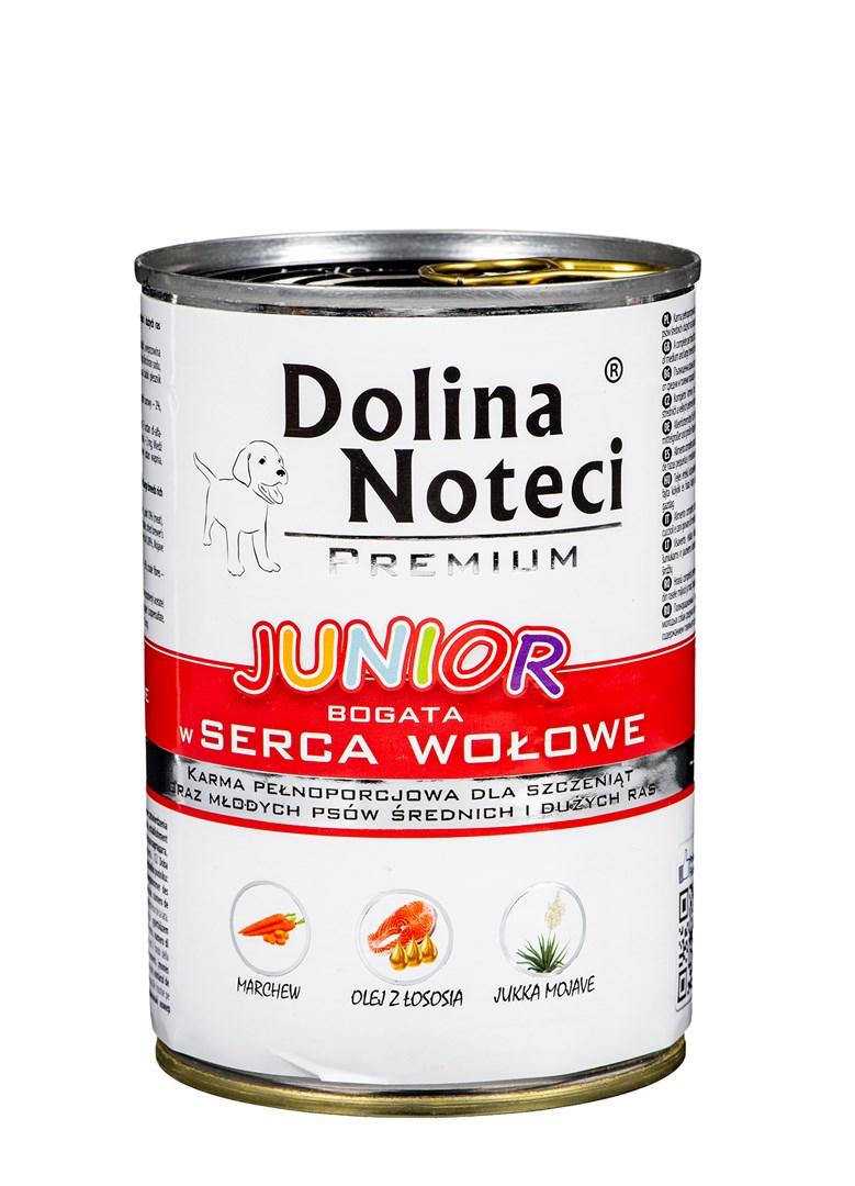 Hundefoder vådfoder Dolina Noteci Premium Junior - rig på oksehjerter, 400 g