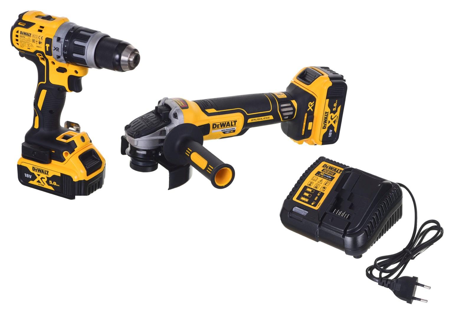 Boremaskine-sæt 18V DeWALT DCD796 + DCG405 med 2x5,0Ah (DCK208)