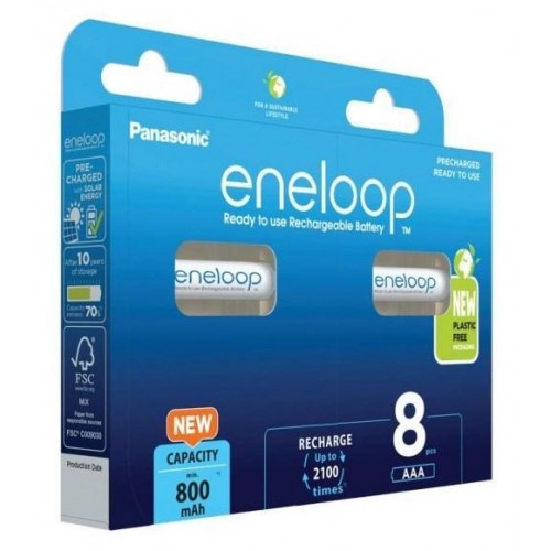 Genopladelige batterier AAA 800 mAh – Panasonic Eneloop, 8 stk