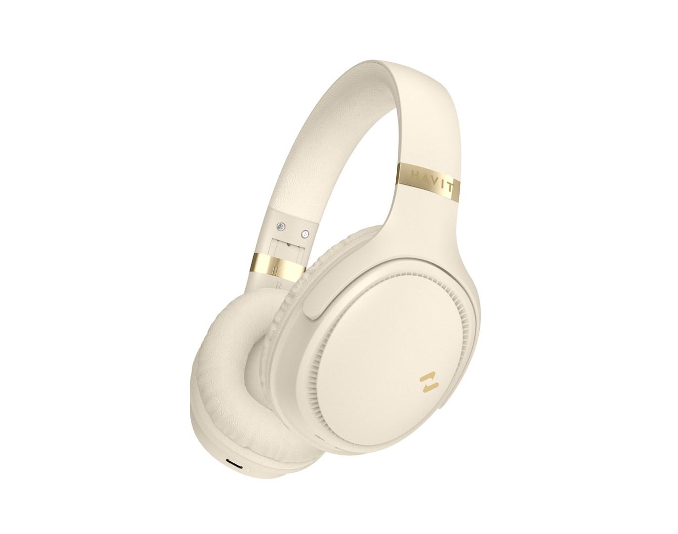 Havit H630BT trådløse bluetooth headphones. Ivory White.