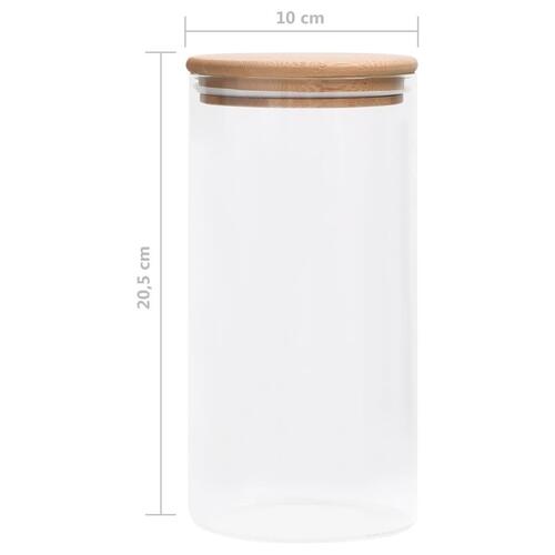 Opbevaringsglas med bambuslåg 4 stk. 1200 ml