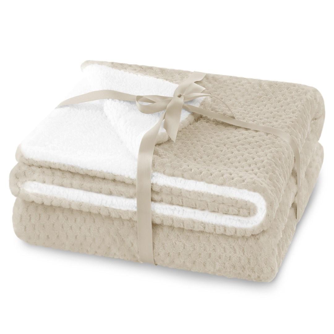 Plaid AmeliaHome Shleepy - beige jacquard, dobbelt­sidet 220×240 cm