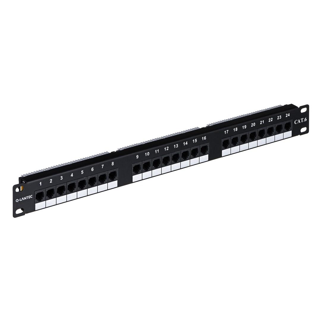 Patchpanel 24-port Cat5e – Q-LANTEC PK-U6-1, rackmontering