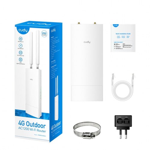 4G udendørs router – Cudy LT500, dual-band AC1200, hvid