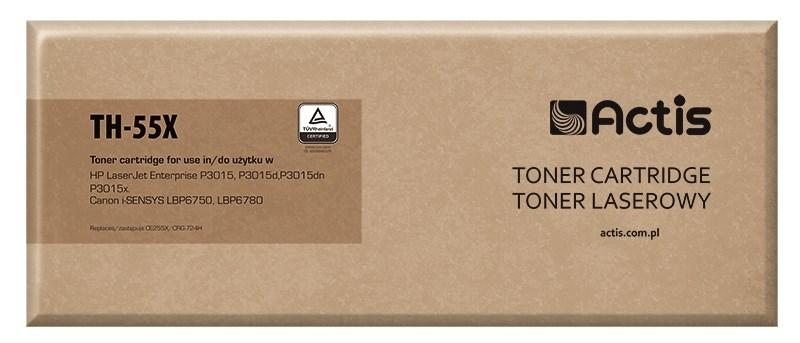 Tonerpatron Actis TH-55X sort – erstatter HP 55X CE255X / Canon CRG-724H, Standard, 12.500 sider