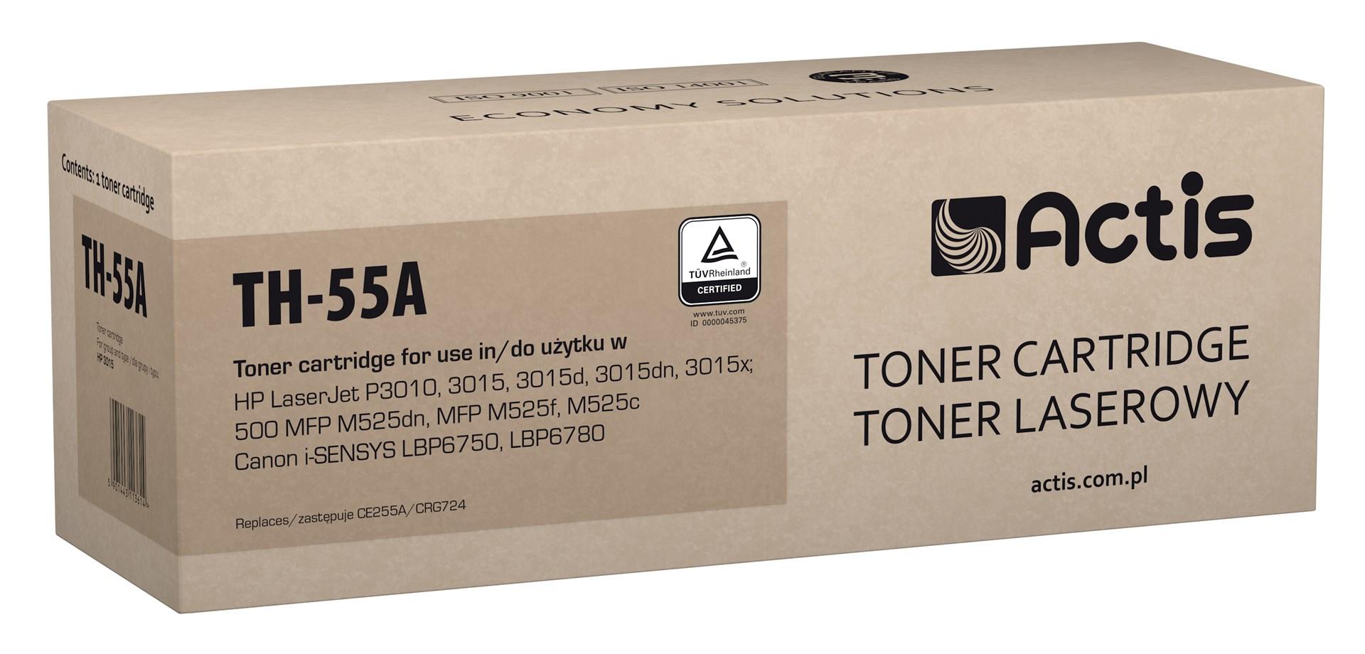 Toner patron Actis TH-55A – erstatning for HP 55A CE255A / Canon CRG-724, sort, standard, 6.000 sider