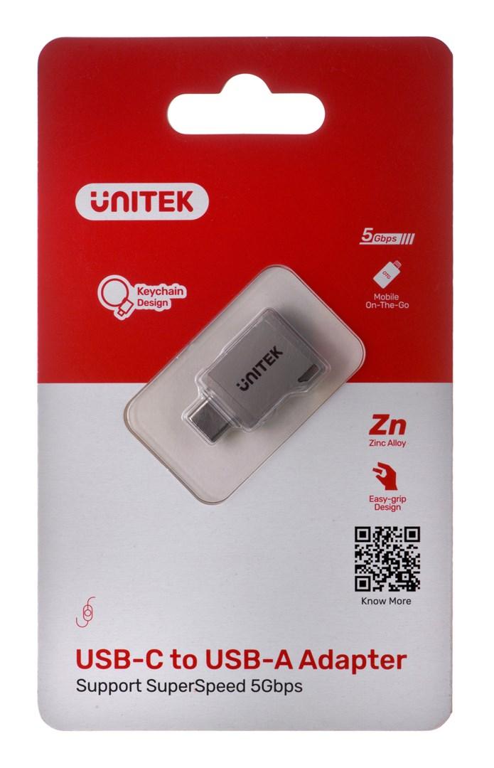 USB-C til USB-A adapter 3.1 Gen1 – UNITEK (han/kvinde) – sølv billede