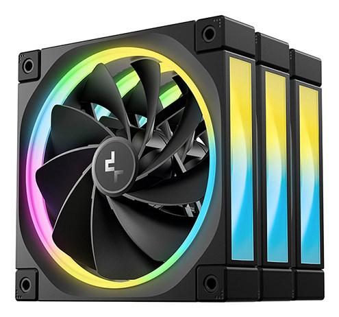 Kabinetsventilator 120 mm DeepCool FL12R-3 – 3-pack, sort, PWM, ARGB billede