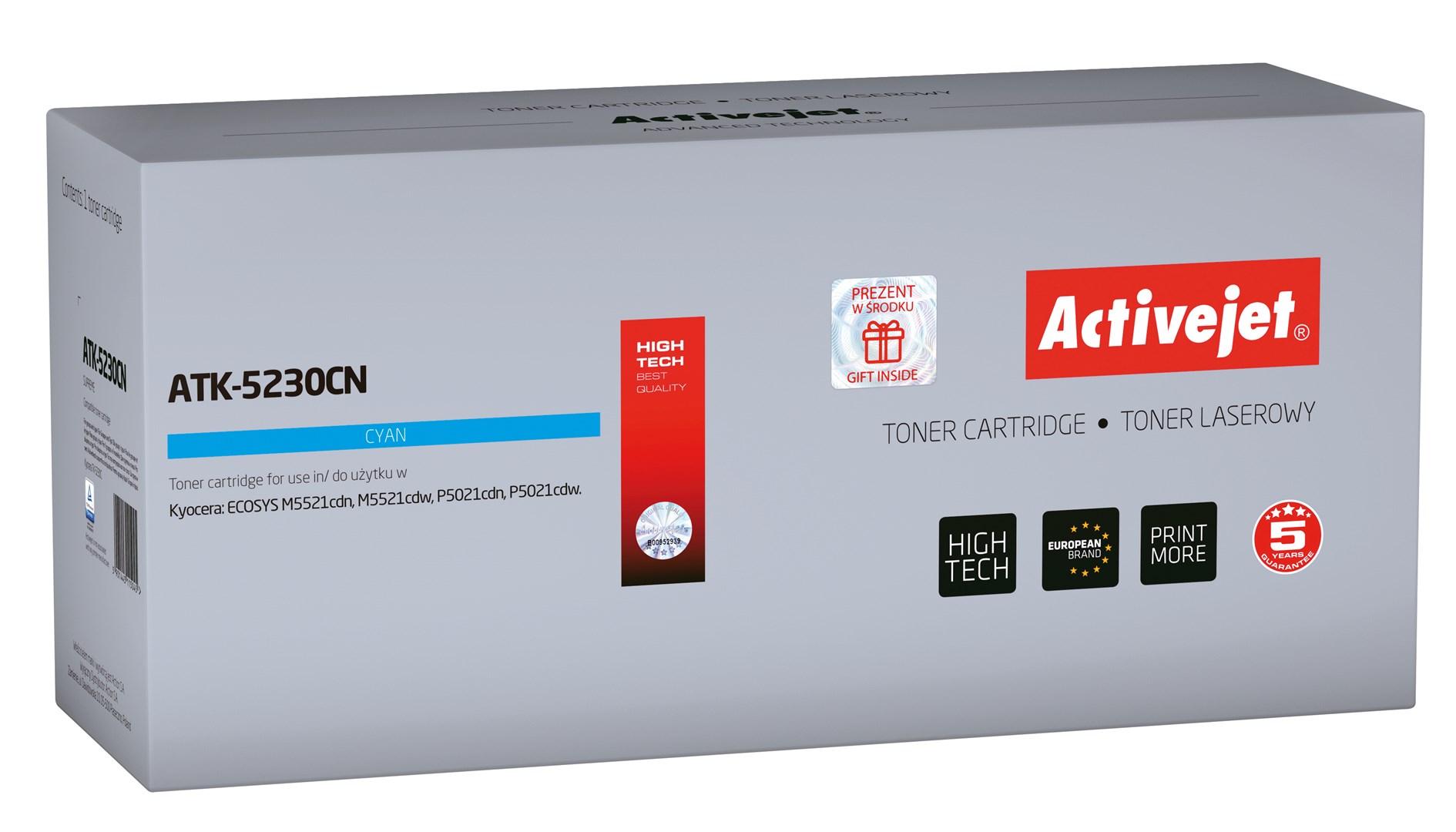 Tonerpatron Activejet ATK-5230CN cyan – erstatter Kyocera TK-5230C, XL, 2.200 sider