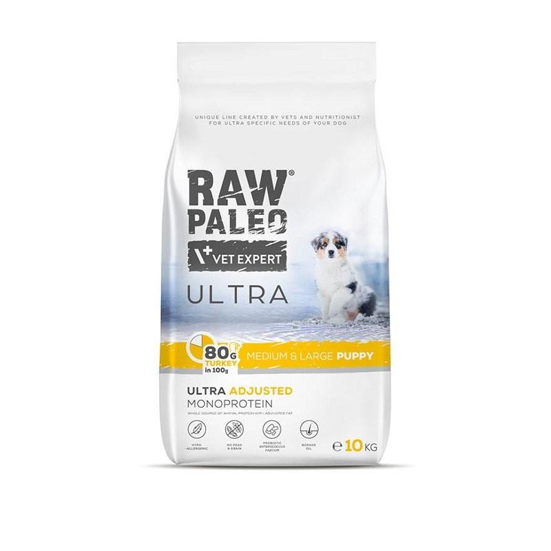 Hundefoder tørfoder VetExpert Raw Paleo Ultra Puppy Kalkun 10 kg (mellem & stor)