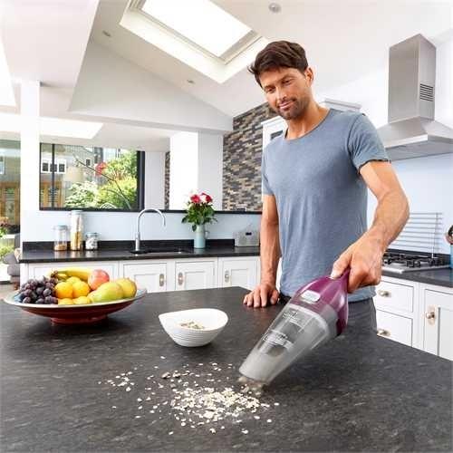 Håndstøvsuger Black & Decker NVC115W - grå/lilla, poseløs billede