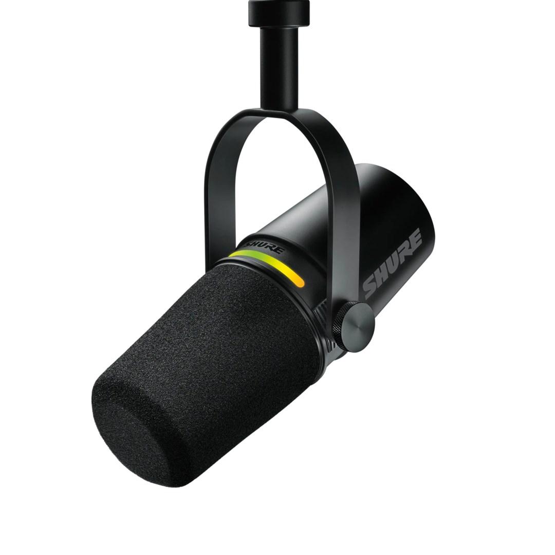 Mikrofon til podcast Shure MV7+ med XLR/USB-C – sort + Gator bordstativ
