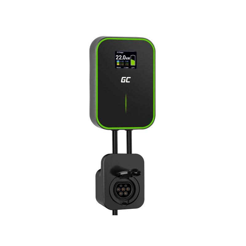 Ladestander til elbil Green Cell Wallbox 22 kW med stik og RFID