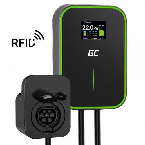 Ladestander til elbil Green Cell Wallbox 22 kW med stik og RFID