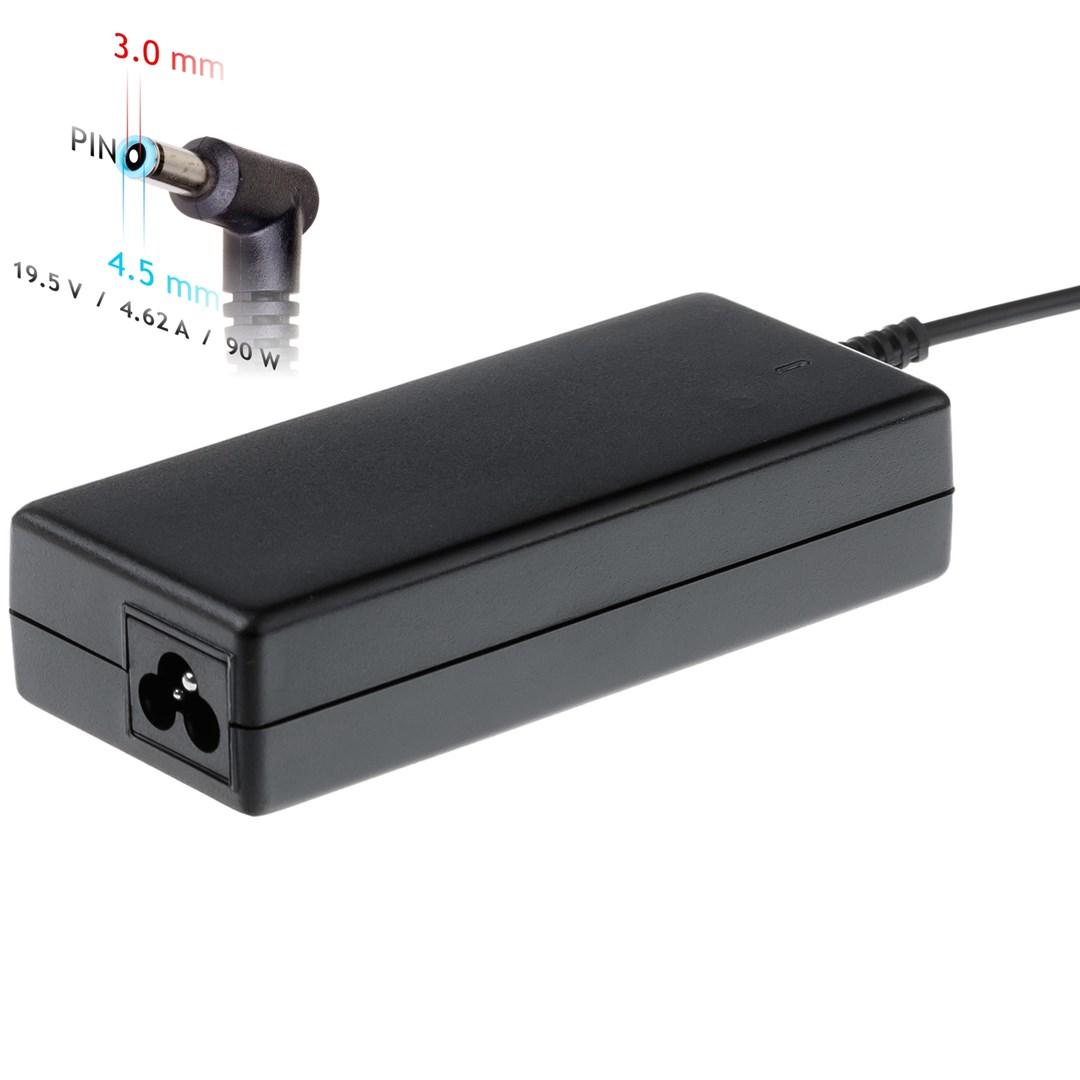 Strømforsyning til bærbar - Akyga 19,5 V 4,62 A 90 W (4,5 × 3,0 mm + pin) til HP - indendørs, sort billede