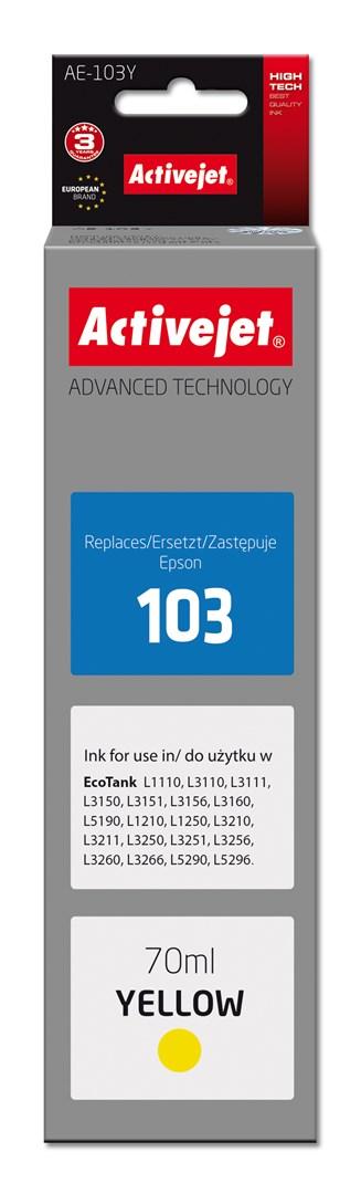 Blæk til printer – Activejet AE-103Y, gul, 70 ml (erstatter Epson 103 C13T00S44A)
