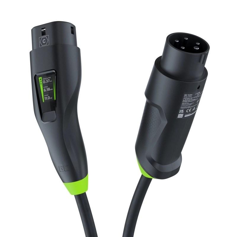 Ladekabel til elbil Green Cell Habu - mobil Type 2, 11 kW, 7 m, CEE, sort billede