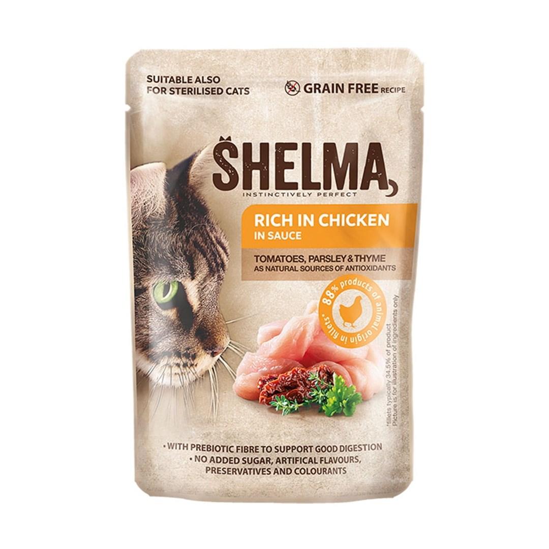 Vådfoder til kat – SHELMA kylling i sauce 85 g